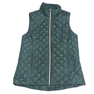 Banana Republic Womens Quilted Vest Forest Green Full Zip Petite XS